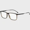 HUGO BOSS Óculos>Armações óticas Em Acetato Havana Com Hastes Em Aço Preto