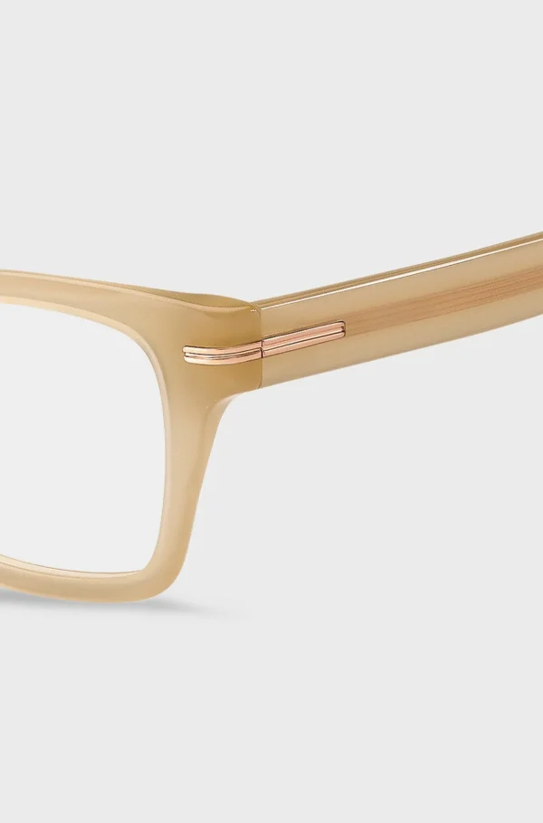 MULHER HUGO BOSS Óculos>Armação ótica Em Acetato Com Detalhe Em Tom Dourado Característico