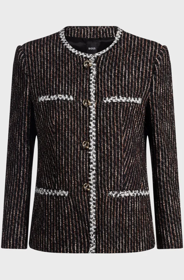 MULHER HUGO BOSS Blazers>Blazer De Ajuste Slim Em Bouclé Multicolor