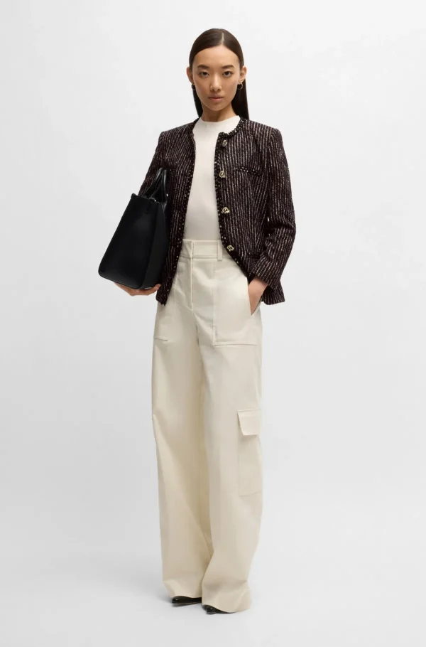 MULHER HUGO BOSS Blazers>Blazer De Ajuste Slim Em Bouclé Multicolor