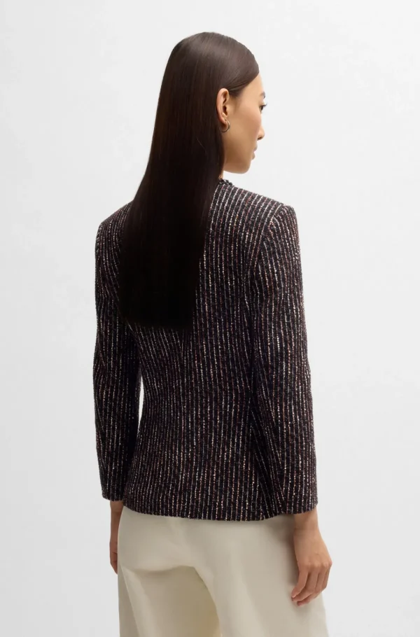 MULHER HUGO BOSS Blazers>Blazer De Ajuste Slim Em Bouclé Multicolor