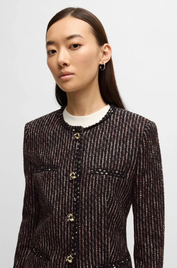 MULHER HUGO BOSS Blazers>Blazer De Ajuste Slim Em Bouclé Multicolor