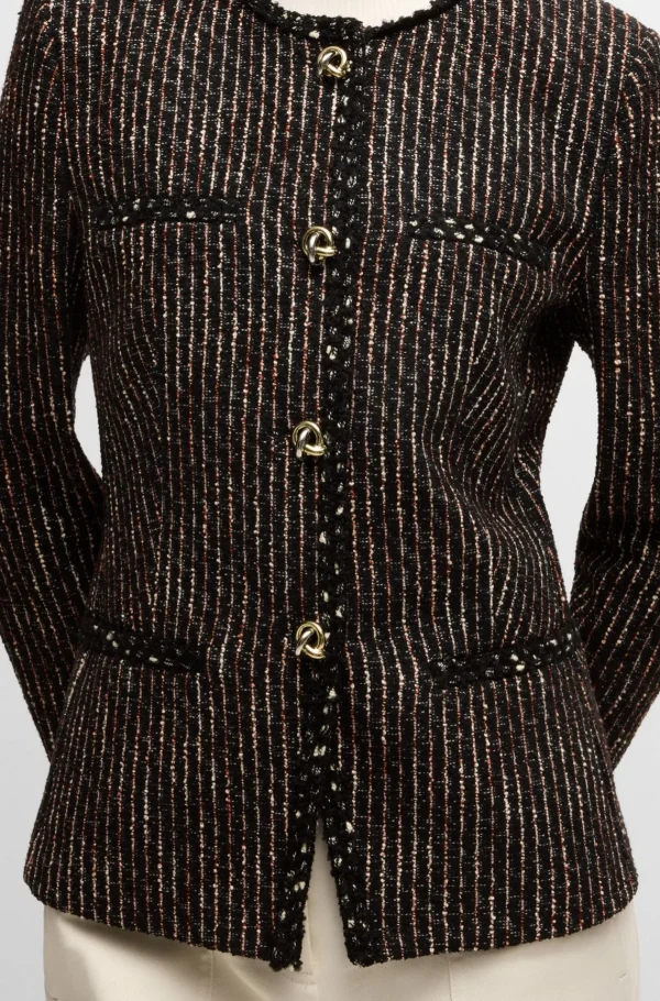 MULHER HUGO BOSS Blazers>Blazer De Ajuste Slim Em Bouclé Multicolor