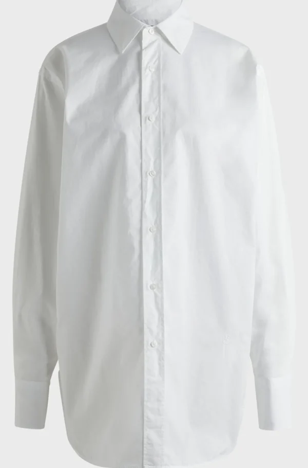 MULHER HUGO BOSS Blusas>Blusa De Ajuste Regular Em Algodão Com Monograma Double B