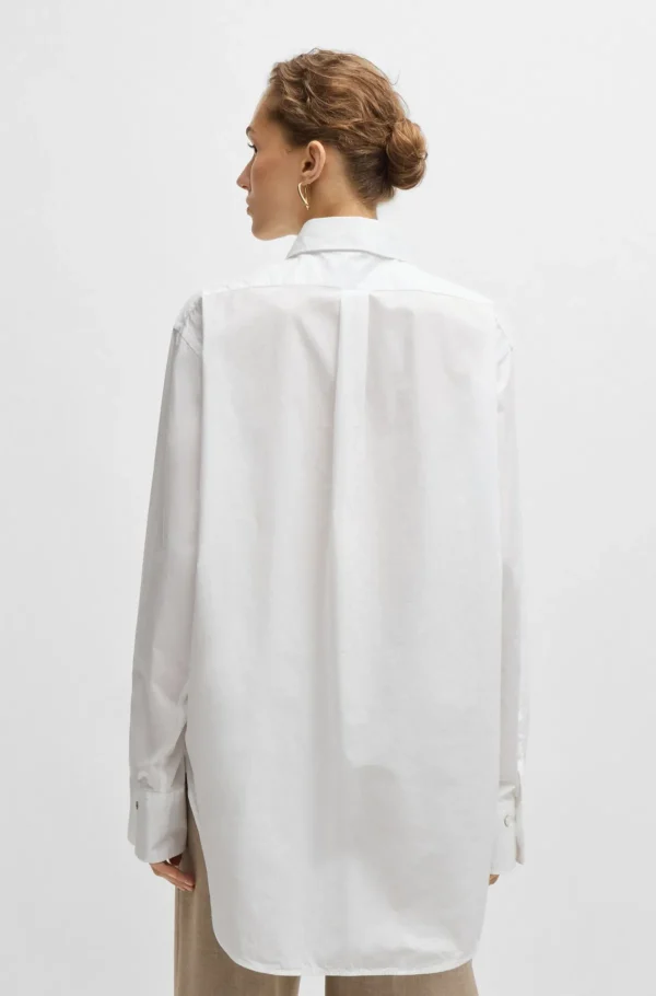 MULHER HUGO BOSS Blusas>Blusa De Ajuste Regular Em Algodão Com Monograma Double B