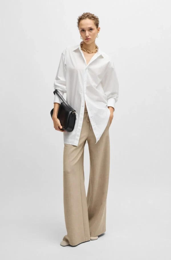 MULHER HUGO BOSS Blusas>Blusa De Ajuste Regular Em Algodão Com Monograma Double B