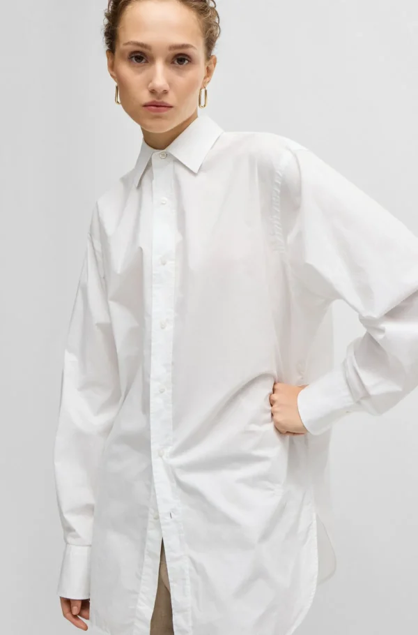 MULHER HUGO BOSS Blusas>Blusa De Ajuste Regular Em Algodão Com Monograma Double B