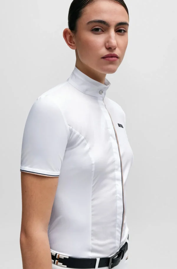 MULHER HUGO BOSS Blusas>Blusa De Espetáculo Equestre Com Meio Em Algodão Elástico