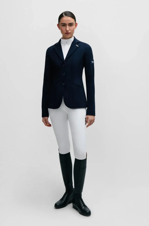 MULHER HUGO BOSS Roupa De Equitação | Blusas>Blusa De Espetáculo Equestre Com Estampado Floral E Inserções Azul-marinho