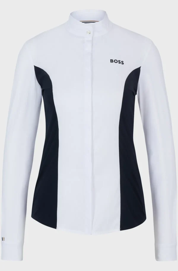 MULHER HUGO BOSS Roupa De Equitação | Blusas>Blusa De Espetáculo Equestre Com Estampado Floral E Inserções Azul-marinho