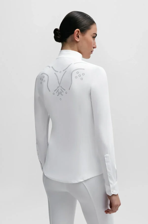 MULHER HUGO BOSS Roupa De Equitação | Blusas>Blusa De Espetáculo Equestre Com Estampado Floral E Inserções Azul-marinho