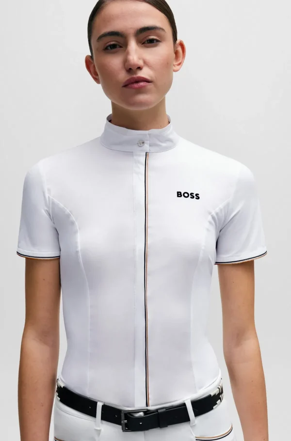 MULHER HUGO BOSS Blusas>Blusa De Espetáculo Equestre Com Meio Em Algodão Elástico
