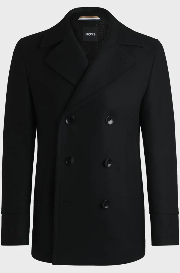 HUGO BOSS Sobretudos E Parkas | Calças E Calções>Blusão Curto Com Fecho De Trespasse Em Ajuste Slim Com Mistura De Lã