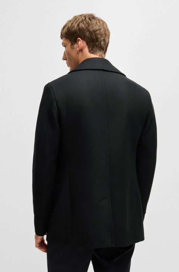 HUGO BOSS Sobretudos E Parkas | Calças E Calções>Blusão Curto Com Fecho De Trespasse Em Ajuste Slim Com Mistura De Lã