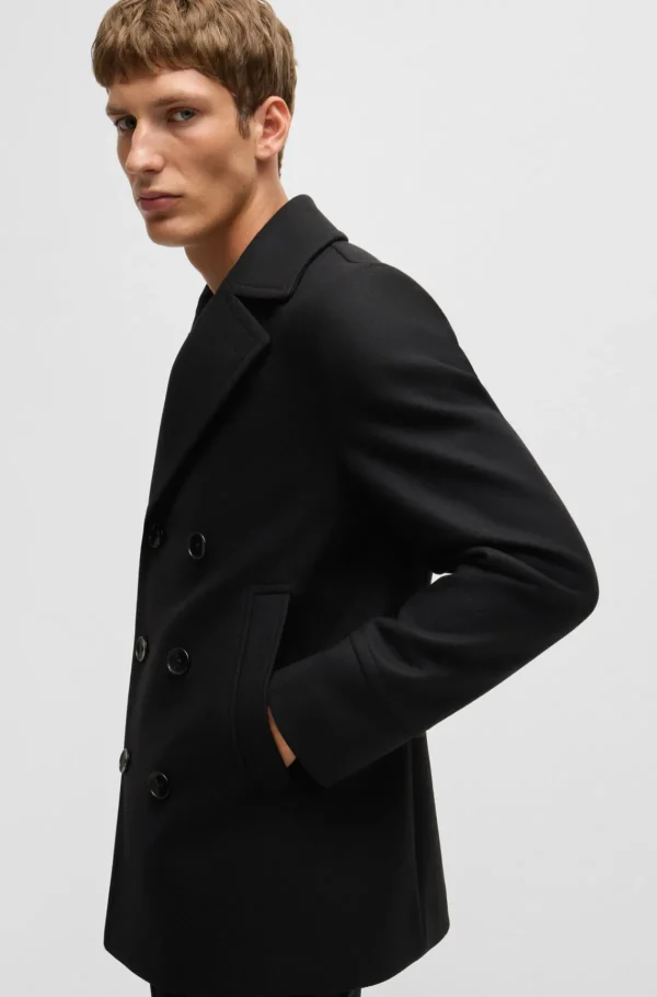HUGO BOSS Sobretudos E Parkas | Calças E Calções>Blusão Curto Com Fecho De Trespasse Em Ajuste Slim Com Mistura De Lã