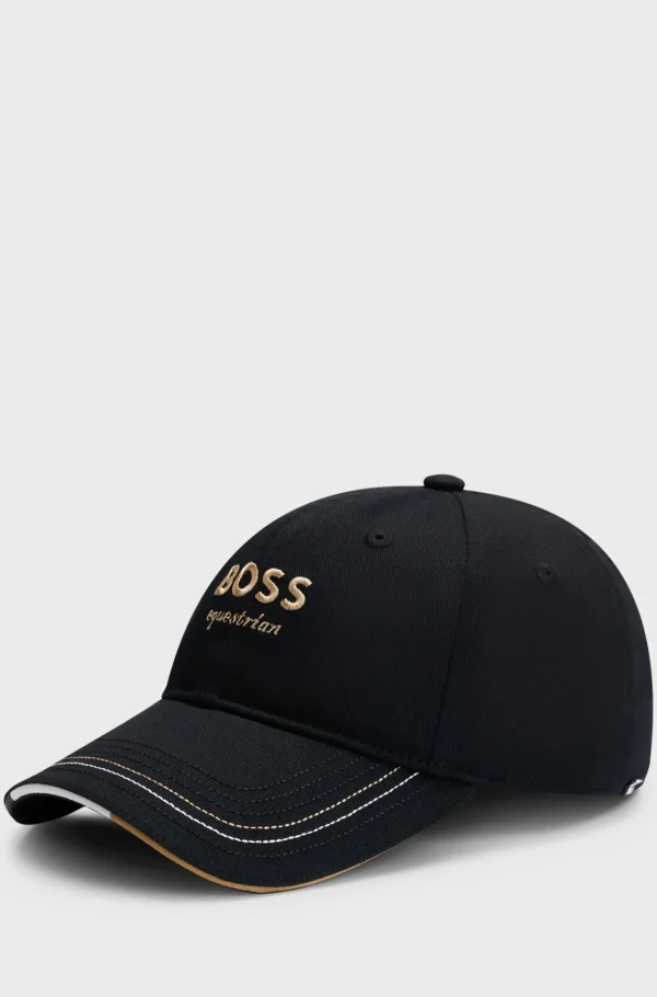MULHER HUGO BOSS Bonés>Boné Equestre Com Logótipo Bordado Com Alça De Pele