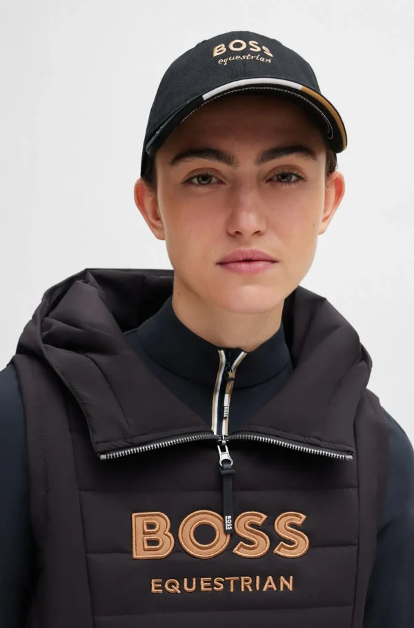 MULHER HUGO BOSS Bonés>Boné Equestre Com Logótipo Bordado Com Alça De Pele