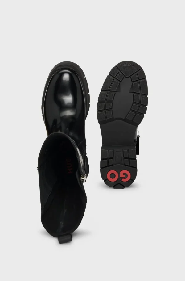 MULHER HUGO BOSS Botas>Botas Chelsea Altas No Joelho Em Pele Sintética