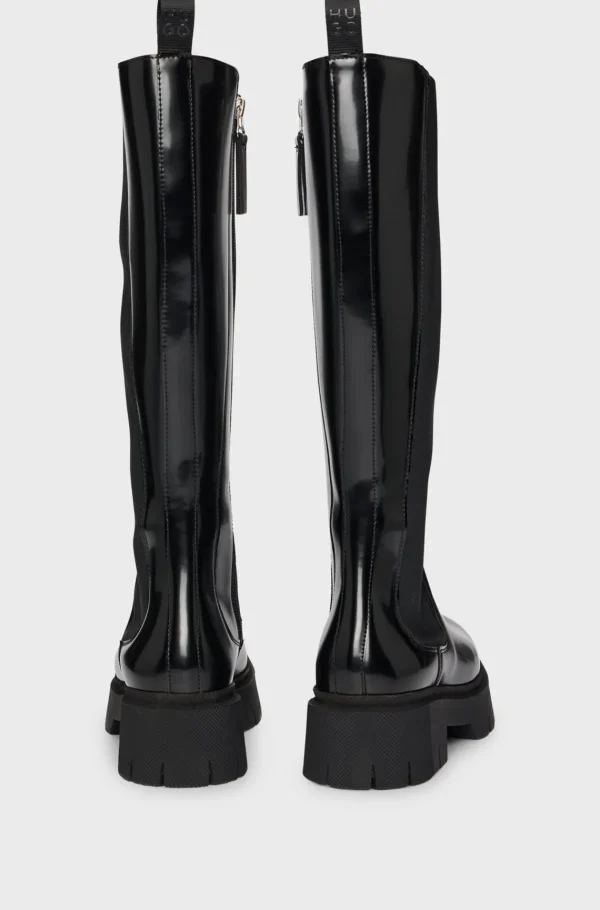 MULHER HUGO BOSS Botas>Botas Chelsea Altas No Joelho Em Pele Sintética