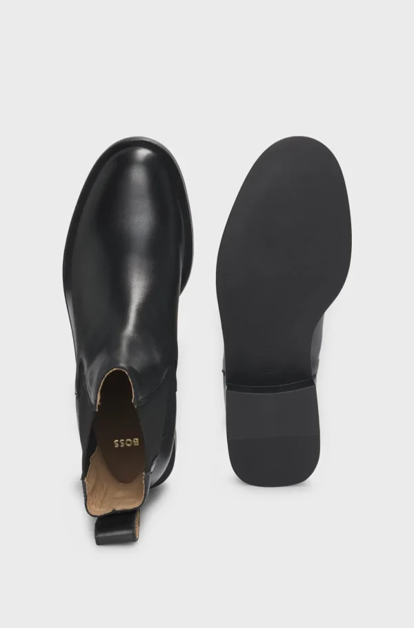MULHER HUGO BOSS Botas>Botas Chelsea Em Pele Com Rebite De Logótipo