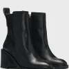 MULHER HUGO BOSS Botas>Botas Em Pele Com Calcanhar De Bloco De 7 Cm