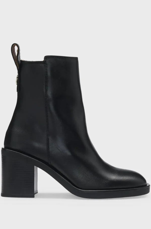 MULHER HUGO BOSS Botas>Botas Em Pele Com Calcanhar De Bloco De 7 Cm