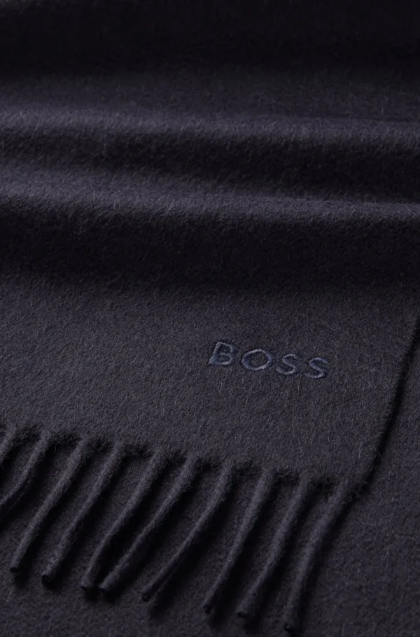 HUGO BOSS Lenços>Cachecol De Caxemira Italiana Com Franjas E Logótipo Bordado