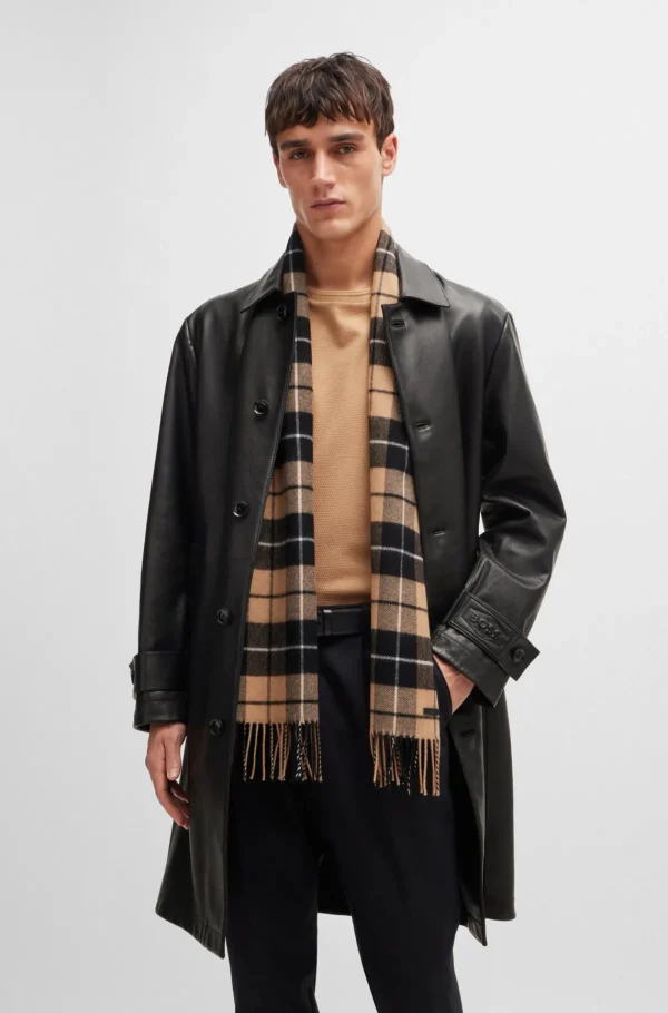 HUGO BOSS Lenços>Cachecol De Lã Com Franjas Torcidas