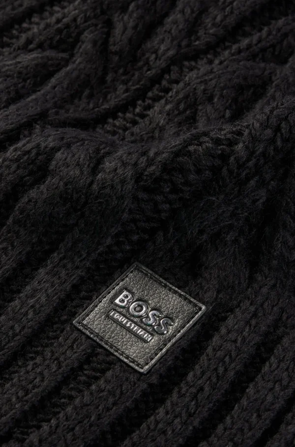 MULHER HUGO BOSS Roupa De Equitação>Cachecol De Malha Trançada Equestre Com Emblema Com Logótipo