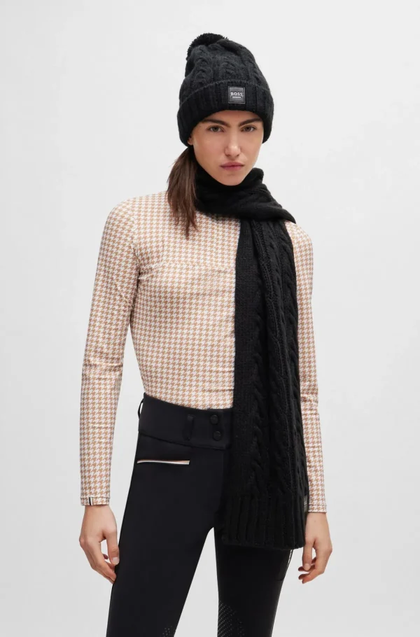 MULHER HUGO BOSS Roupa De Equitação>Cachecol De Malha Trançada Equestre Com Emblema Com Logótipo