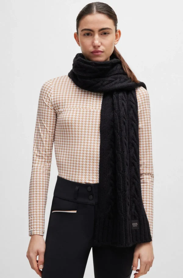 MULHER HUGO BOSS Roupa De Equitação>Cachecol De Malha Trançada Equestre Com Emblema Com Logótipo