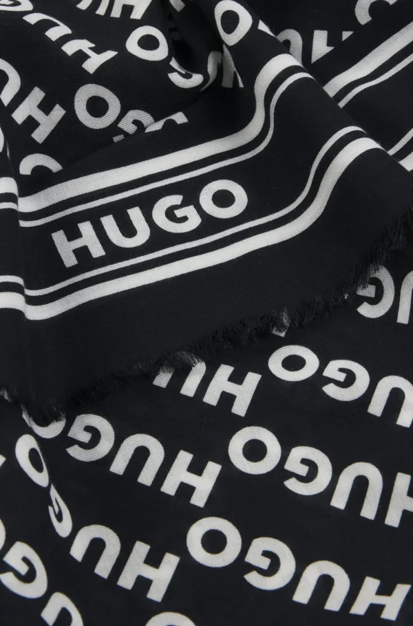 MULHER HUGO BOSS Lenços>Cachecol Quadrado Com Estampado De Logótipo E Franjas
