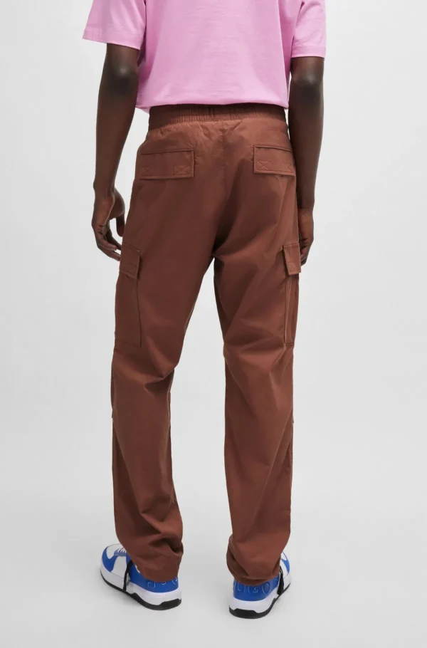 HUGO BOSS Calças E Calções>Calças Cargo De Ajuste Descontraído Em Algodão Estruturado