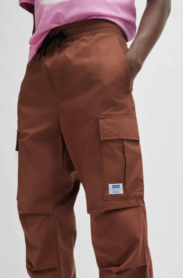 HUGO BOSS Calças E Calções>Calças Cargo De Ajuste Descontraído Em Algodão Estruturado