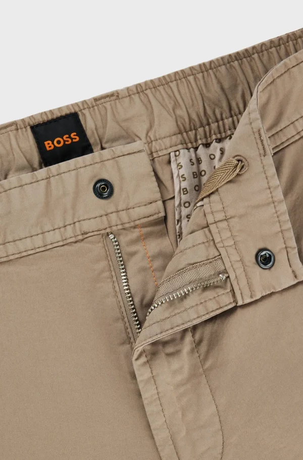 HUGO BOSS Calças E Calções>Calças Cargo Em Popelina De Algodão Elástico