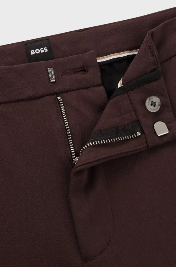 HUGO BOSS Calças E Calções>Calças Com Ajuste Slim Em Mistura De Algodão Elástico