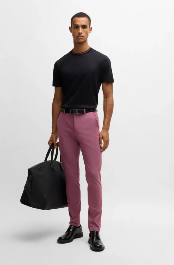 HUGO BOSS Calças E Calções>Calças Com Ajuste Slim Em Mistura De Algodão Elástico