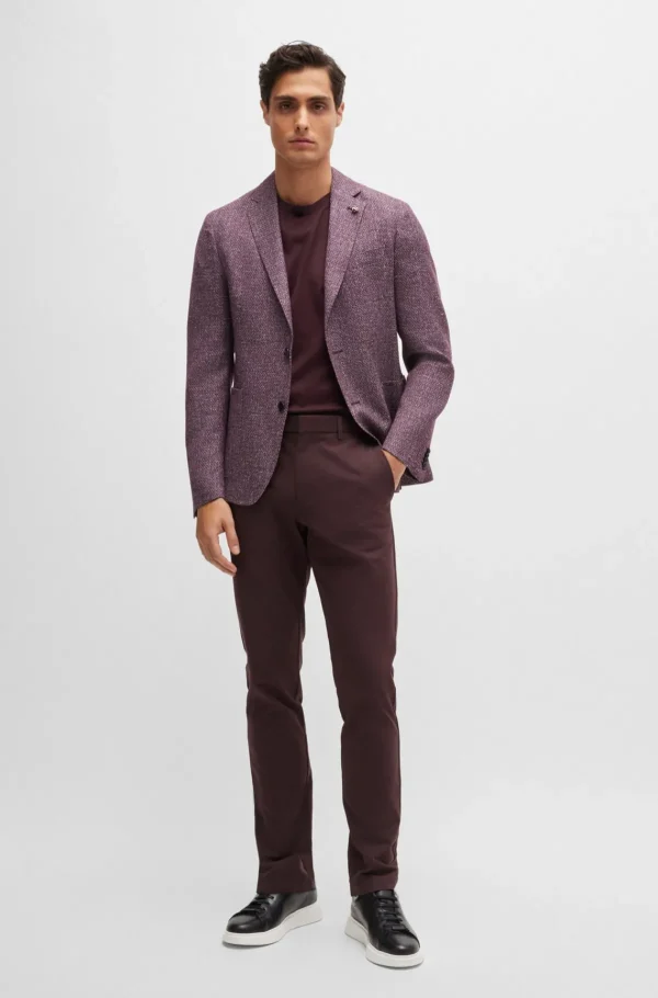HUGO BOSS Calças E Calções>Calças Com Ajuste Slim Em Mistura De Algodão Elástico