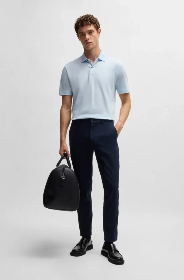 HUGO BOSS Calças E Calções>Calças Com Ajuste Slim Em Mistura De Algodão Estruturada