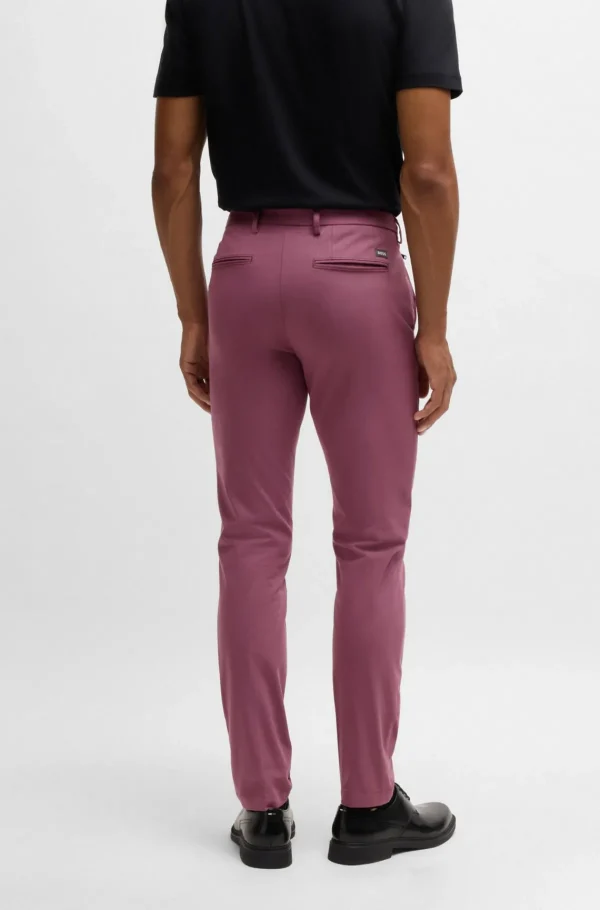 HUGO BOSS Calças E Calções>Calças Com Ajuste Slim Em Mistura De Algodão Elástico