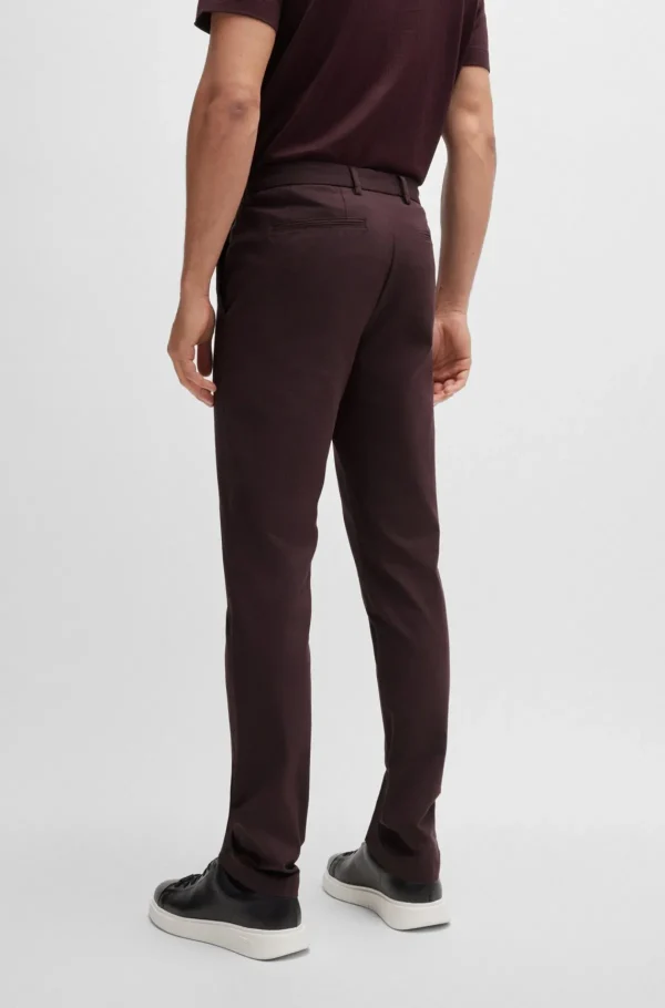 HUGO BOSS Calças E Calções>Calças Com Ajuste Slim Em Mistura De Algodão Elástico