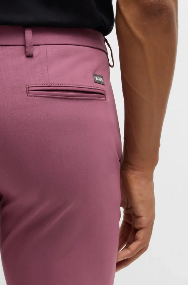 HUGO BOSS Calças E Calções>Calças Com Ajuste Slim Em Mistura De Algodão Elástico