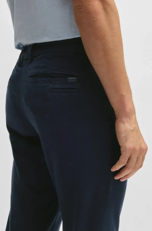 HUGO BOSS Calças E Calções>Calças Com Ajuste Slim Em Mistura De Algodão Estruturada