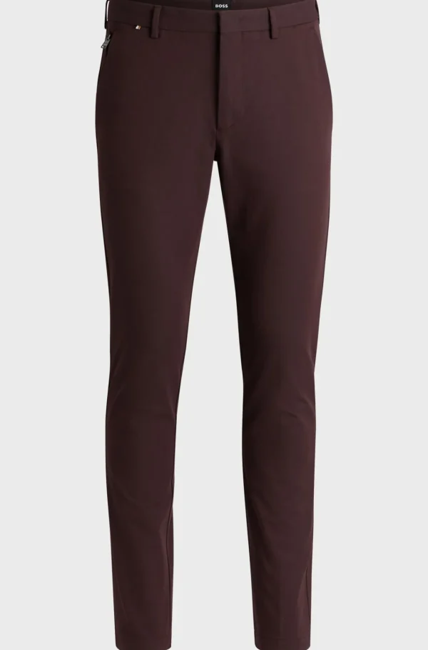 HUGO BOSS Calças E Calções>Calças Com Ajuste Slim Em Mistura De Algodão Elástico