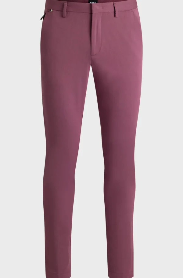HUGO BOSS Calças E Calções>Calças Com Ajuste Slim Em Mistura De Algodão Elástico