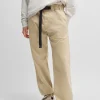 HUGO BOSS Calças E Calções>Calças De Ajuste Afunilado Em Gabardine Elástica Com Cinto Da Marca