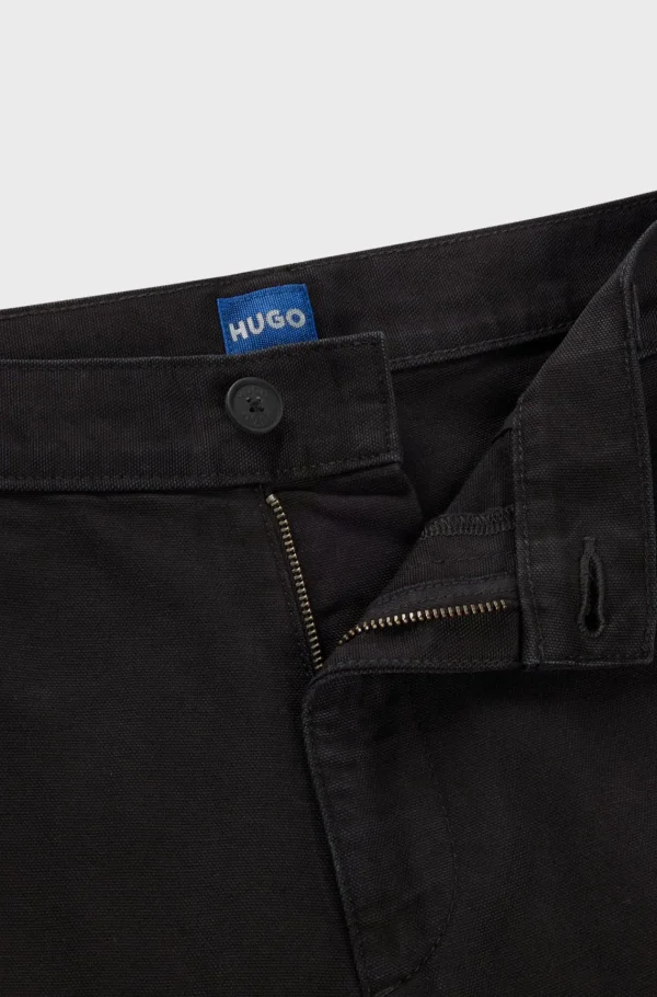 HUGO BOSS Calças E Calções>Calças De Ajuste Afunilado Em Lona De Algodão