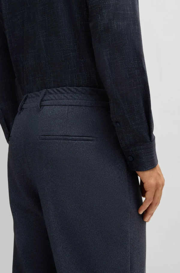 HUGO BOSS Calças E Calções>Calças De Ajuste Afunilado Em Jersey Elástico Micro-padronizado