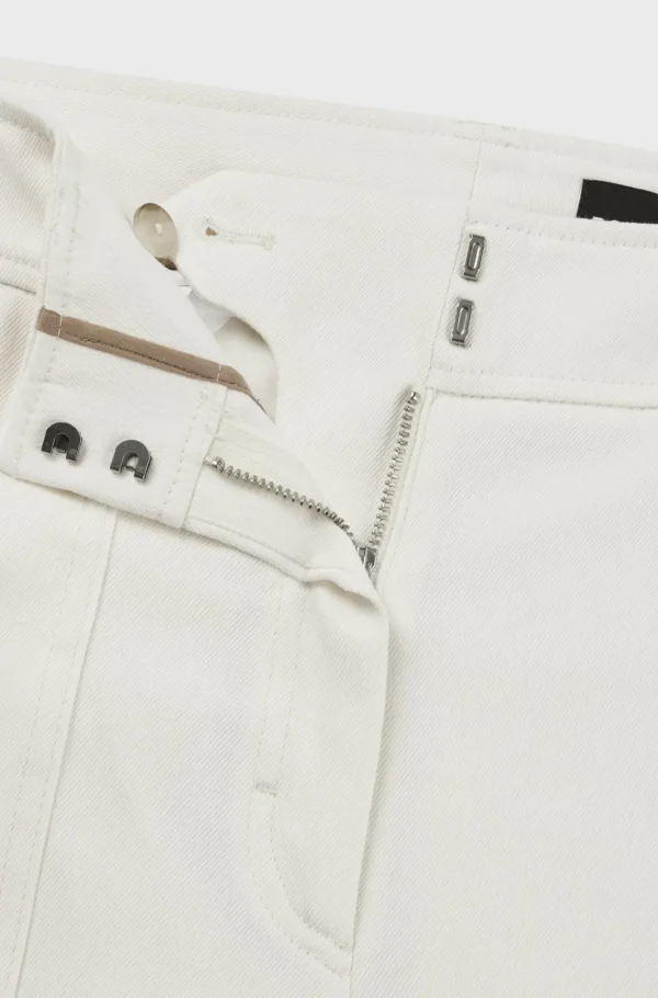 MULHER HUGO BOSS Calças E Calções>Calças De Ajuste Direito Em Mistura De Algodão