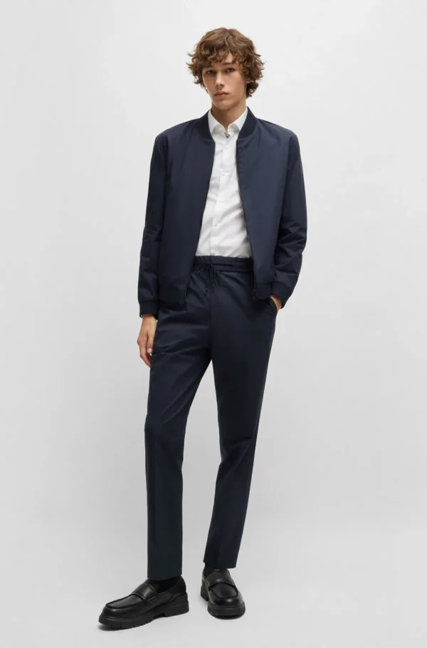HUGO BOSS Calças E Calções>Calças De Ajuste Extra-slim Em Algodão Elástico De Desempenho Lavável